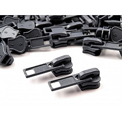 Schieber Zipper für Kunststoff Reißverschlüsse 5 mm, Stahlgrau