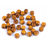 Kubische Perlen aus Holz, 8x8 mm (Packung 20 g) - hellbraun