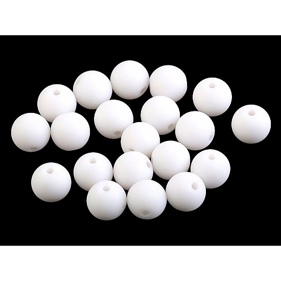Mate Plastic Perlen, Ø10 mm (Pack 20 Stück) - Weiß