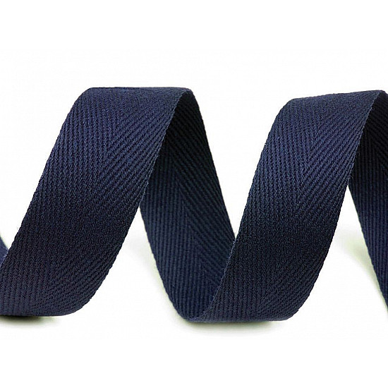 HERRINGBONE Baumwollband, 20 mm breit (50 m Rolle) - Paris Blue