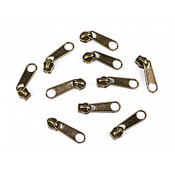 Spiral-Reißverschluss-Cursor, 3 mm (10-teiliges Paket) - Altes Messing
