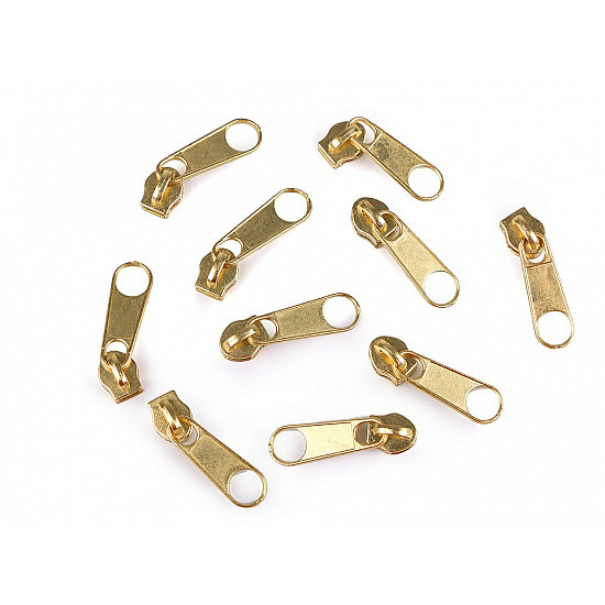 Spiralzipper-Cursor, 3 mm (10-teiliges Paket) - Golden