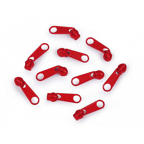 Spiralzipper-Cursor, 3 mm (Pack 10 Stück) - Intensives Rot
