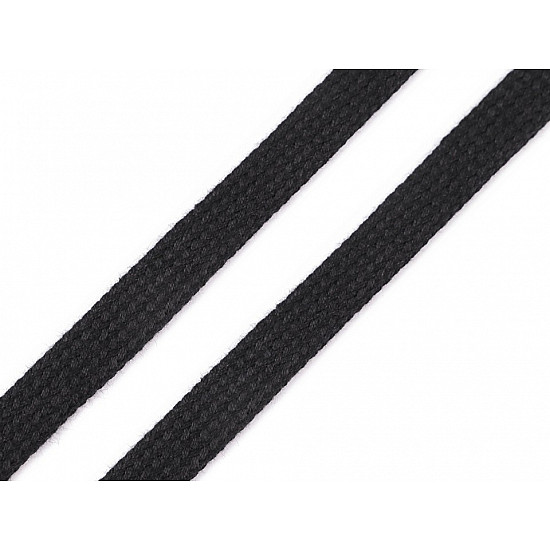Baumwollkordel flach / Schlauchband Breite 12 mm (Meterware) - schwarz