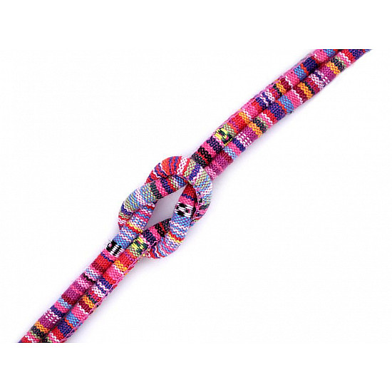 Schnur / Kordel mit Füllung Indianer Motiv Ø6 mm (Meterware) - rosa