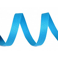 Heringsbone-Baumwollband, 10 mm breit (50 m Rolle) - blau azurblau