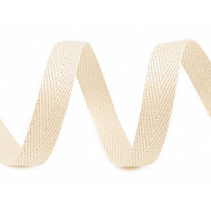Heringbone-Baumwollband, 10 mm breit (50 m Rolle) - Creme