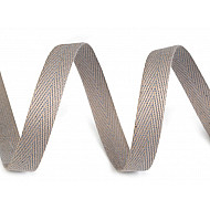 Heringbone-Baumwollband, 10 mm breit (50 m Rolle) - hellgrau