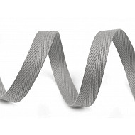 Heringbone-Baumwollband, Breite 10 mm (Rolle 50 m) - Grau Paloma