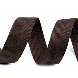 Heringbone-Baumwollband, 20 mm breit (50 m Rolle) - dunkelbraun