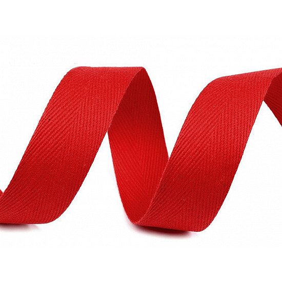 Heringbone-Baumwollband, 20 mm breit (50 m Rolle) - rot