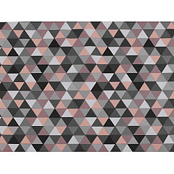 Bedrucktes Baumwollmaterial, Dreiecke, Meter - Rosa Pulver - Grau