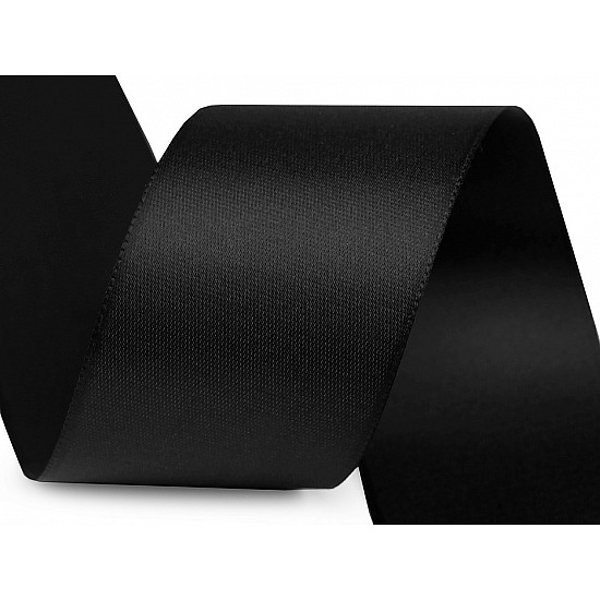 Doppel-Satin-Mattband, 40 mm breit (Rolle 20 m) - Schwarz