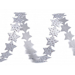 Satiniertes Band mit geschnittenen Sternen, Breite 14 mm (Pack 4,5 m) - Silber