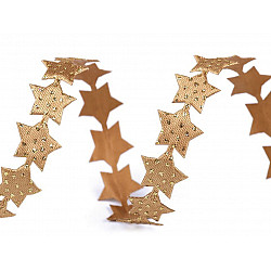 Satiniertes Band mit geschnittenen Sternen, Breite 14 mm (45 m Packung) - Gold