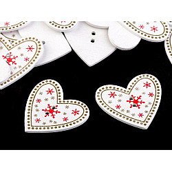 Holzknöpfe dekorativ Herzen, weiß, 10 Stück
