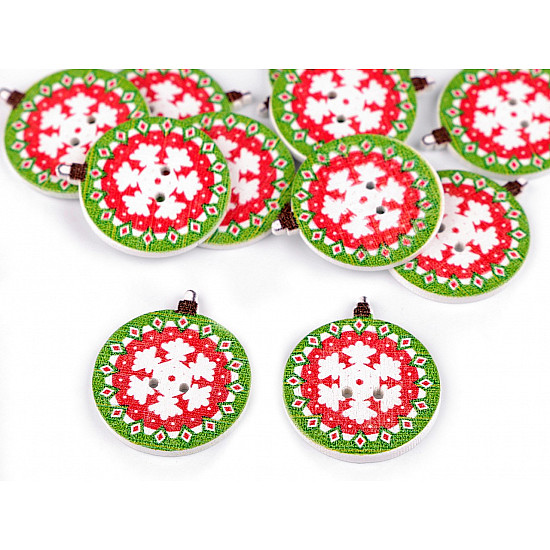 Holzknopf dekorativ - Weihnachten, rot, 10 Stück