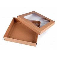 Papierbox natural mit Fenster (Packung 4 Stück) - naturbraun