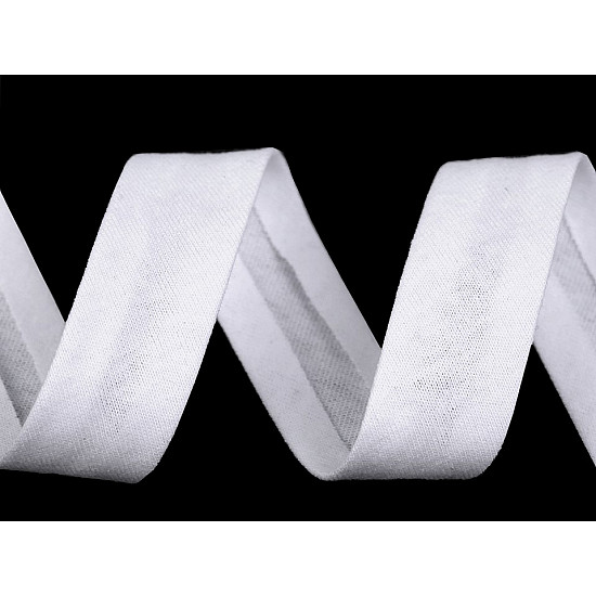 Schrägband aus Baumwolle elastisch Breite 20 mm verbügelt (Meterware) - weiß