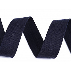Schrägband aus Baumwolle elastisch Breite 20 mm verbügelt - dunkelblau, 1 ml.