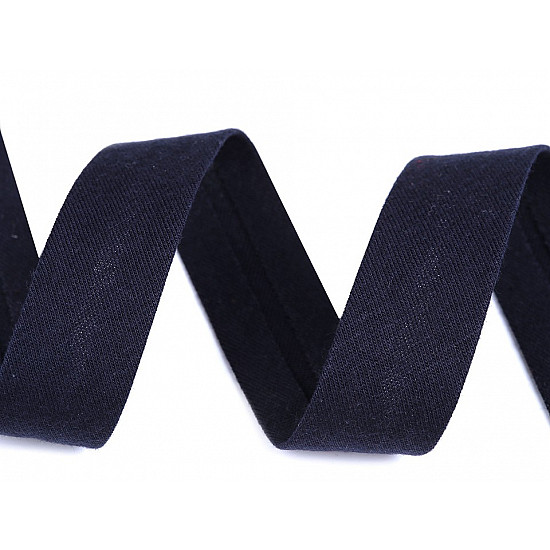 Schrägband aus Baumwolle elastisch Breite 20 mm verbügelt (Meterware) - dunkelblau