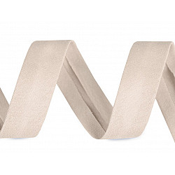 Schrägband aus Baumwolle elastisch Breite 20 mm verbügelt - hellbeige, 1 ml.