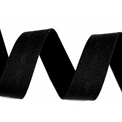 Schrägband aus Baumwolle elastisch Breite 20 mm verbügelt - schwarz, 1 ml.