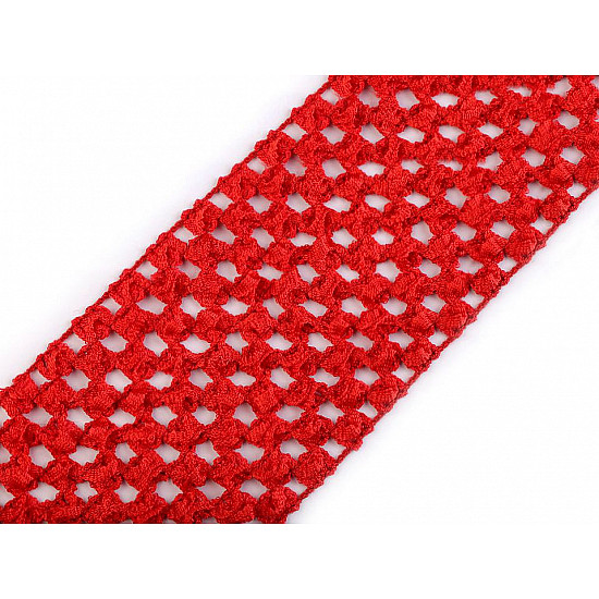 Elastisches Band gehäkelt Tutu zu Meter, Breite 7 cm - rot