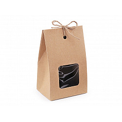 Geschenkbox aus Papier mit Fenster und Schnur (Packung 10 Stück) - naturbraun