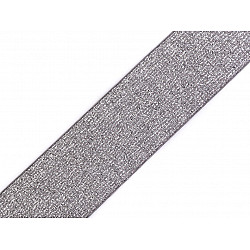 Elastisch mit Lurex bis Meter, Breite 40 mm - Grau - Silber