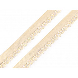 Elastische geschnürte dekorative, 15 mm breit (Rolle 20 m) - beige