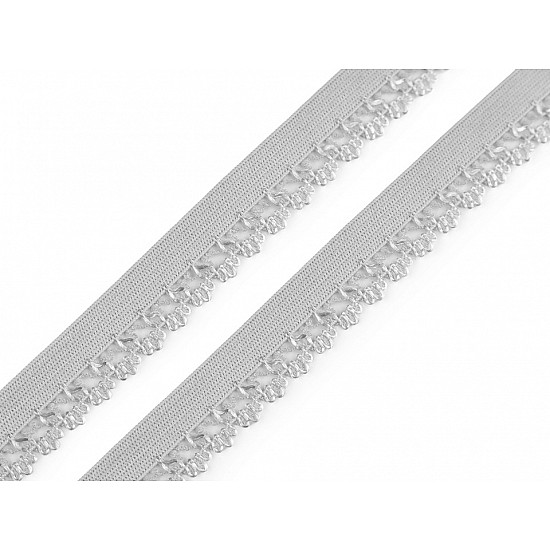 Elastisches geschnürtes dekoratives, 15 mm breit (20 m Roller) - Grau