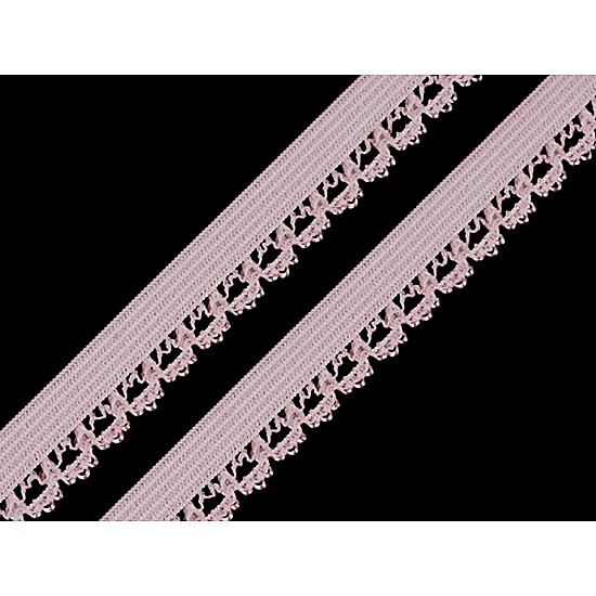 Elastische geschnürte dekorative, 15 mm breit (20 m Roller) - altes Rosa