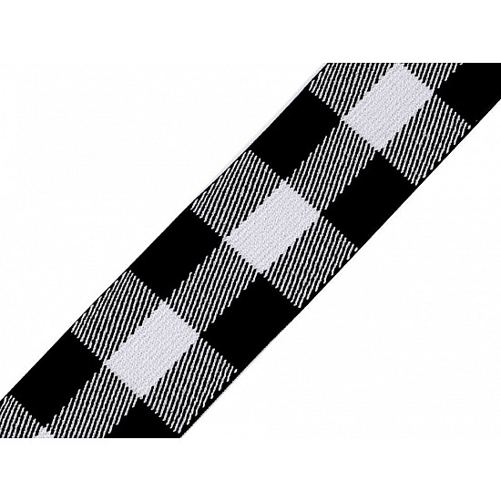 Elastic Lat Caloes zu Meter, 40 mm breit - Schwarz und Weiß