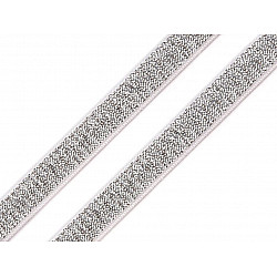 Elastische weiche Kleidungsstücke / Riemen mit Lurex bis Meter, Breite 10 mm - Silber