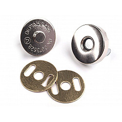 Magnet Verschluss Ø18 mm silbern, Nickel, 5 set
