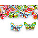 Holzknöpfe dekorativ Schmetterling, Mix, 50 Stück