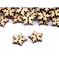 Holzknöpfe dekorativ Schneeflocken, natürlich, 10 Stück