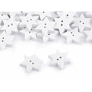 Holzknöpfe dekorativ Stern, weiß, 10 Stück