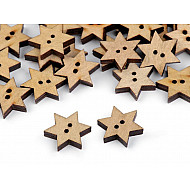 Holzknöpfe dekorativ Stern, natürlich, 10 Stück