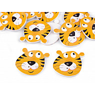 Holzknopf dekorativ Tiger, gelb, 10 Stück