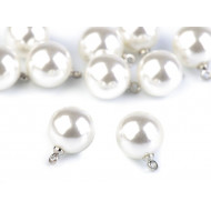 Perle mit Öse Perlen-Knopf Ø11 mm, weiß, 5 Stück