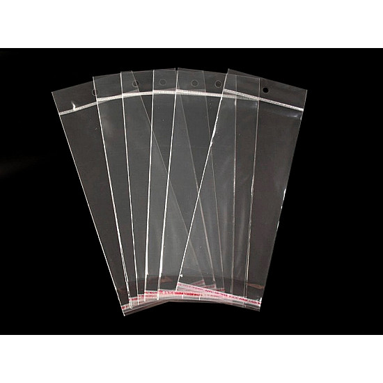 Cellophanbeutel mit Klebestreifenh zum Aufhängen 10x22 cm (Packung 100 Stück)