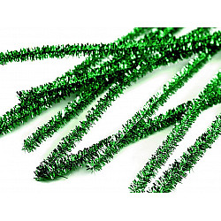 Chenilledraht, Pfeifenreiniger mit Lurex Ø6mm Länge 30 cm, Grasgrün, 20 Stück