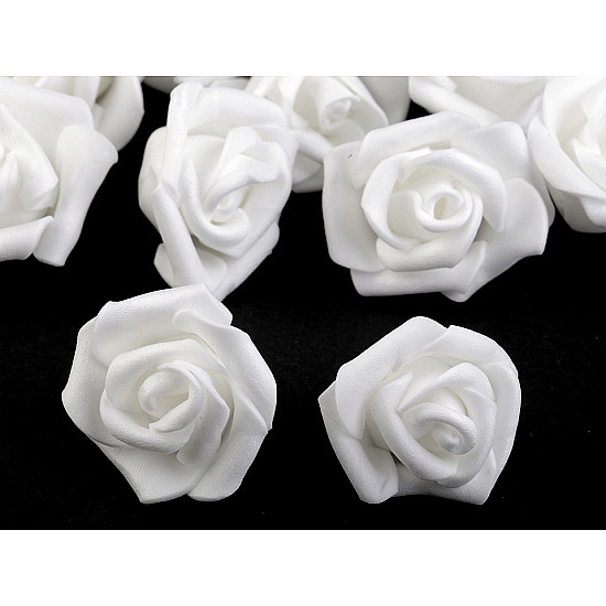 Dekoration Rose Ø4 cm, weiß, 10 Stück