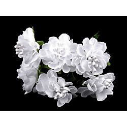 Künstliche Blume auf Draht, weiß, 6 Stück