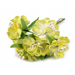 Künstliche Blume auf Draht, weiss-gelb, 6 Stück