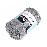 Stricken / Häkeln Baumwoll Makramee mit Lurex, 250 g - Grau - Silber